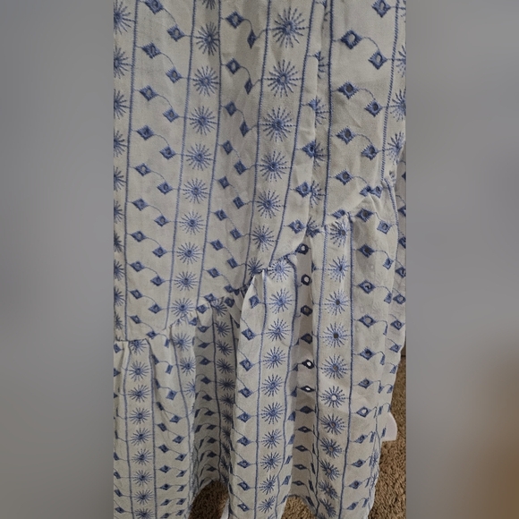 MI AMI Eyelet Lace Printed High Low Spaghetti Strap Sundress In Blue/white. MED - Picture 6 of 14